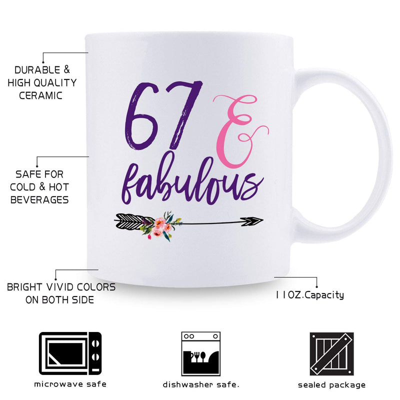 67th Birthday Gifts for Women - 1952 Birthday Gifts for Women, 67 Years Old Birthday Gifts Coffee Mug for Mom, Wife, Friend, Sister, Her, Colleague, Coworker - 11oz