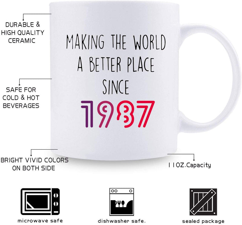 32nd Birthday Gifts for Men - 1987 Birthday Gifts for Men, 32 Years Old Birthday Gifts Coffee Mug for Dad, Husband, Friend, Brother, Him, Colleague, Coworker - 11oz