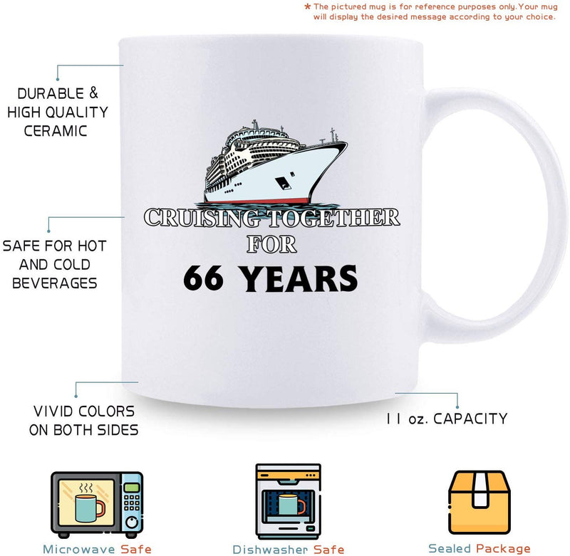 66th Anniversary Gifts - 66th Wedding Anniversary Gifts for Couple, 66 Year Anniversary Gifts 11oz Funny Coffee Mug for Couples, Husband, Hubby, Wife, Wifey, Her, Him, cruising together