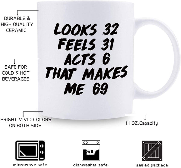69th Birthday Gifts for Men - 1950 Birthday Gifts for Men, 69 Years Old Birthday Gifts Coffee Mug for Dad, Husband, Friend, Brother, Him, Colleague, Coworker - 11oz