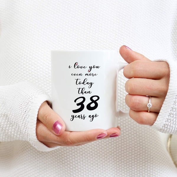 38th Anniversary Gifts - 38th Wedding Anniversary Gifts for Couple, 38 Year Anniversary Gifts 11oz Funny Coffee Mug for Couples, Husband, Hubby, Wife, Wifey, Her, Him, I Love You Even More