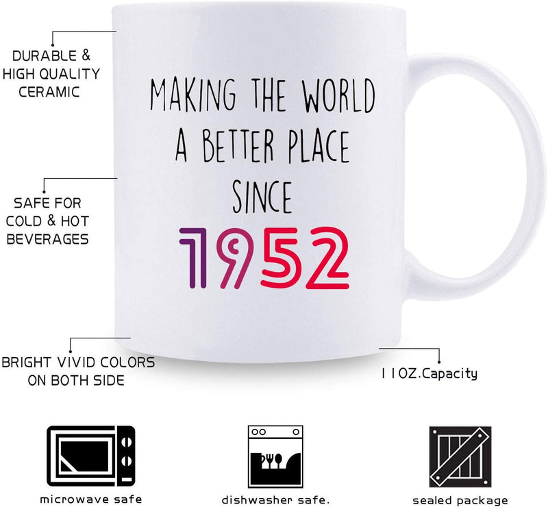 67th Birthday Gifts for Women - 1952 Birthday Gifts for Women, 67 Years Old Birthday Gifts Coffee Mug for Mom, Wife, Friend, Sister, Her, Colleague, Coworker - 11oz