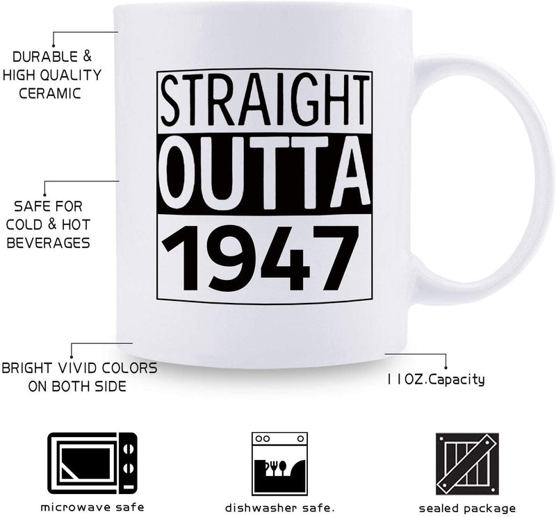 72nd Birthday Gifts for Men - 1947 Birthday Gifts for Men, 72 Years Old Birthday Gifts Coffee Mug for Dad, Husband, Friend, Brother, Him, Colleague, Coworker - 11oz