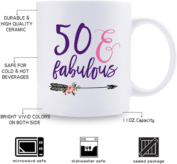 50th Birthday Gifts for Women - 1969 Birthday Gifts for Women, 50 Years Old Birthday Gifts Coffee Mug for Mom, Wife, Friend, Sister, Her, Colleague, Coworker - 11oz