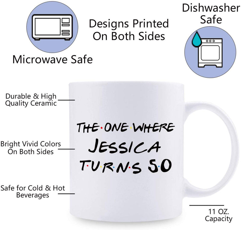 50th Birthday Gifts for Women - 1969 Birthday Gifts for Women, 50 Years Old Birthday Gifts Coffee Mug, Personalized Mug with Age for Mom, Wife, Friend, Sister, Her, Colleague, Coworker - 11oz