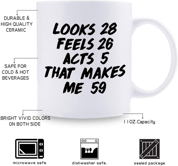 59th Birthday Gifts for Women - 1960 Birthday Gifts for Women, 59 Years Old Birthday Gifts Coffee Mug for Mom, Wife, Friend, Sister, Her, Colleague, Coworker - 11oz