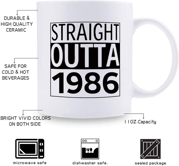 33rd Birthday Gifts for Men - 1986 Birthday Gifts for Men, 33 Years Old Birthday Gifts Coffee Mug for Dad, Husband, Friend, Brother, Him, Colleague, Coworker - 11oz