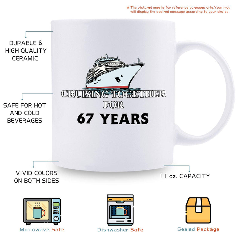 67th Anniversary Gifts - 67th Wedding Anniversary Gifts for Couple, 67 Year Anniversary Gifts 11oz Funny Coffee Mug for Couples, Husband, Hubby, Wife, Wifey, Her, Him, cruising together