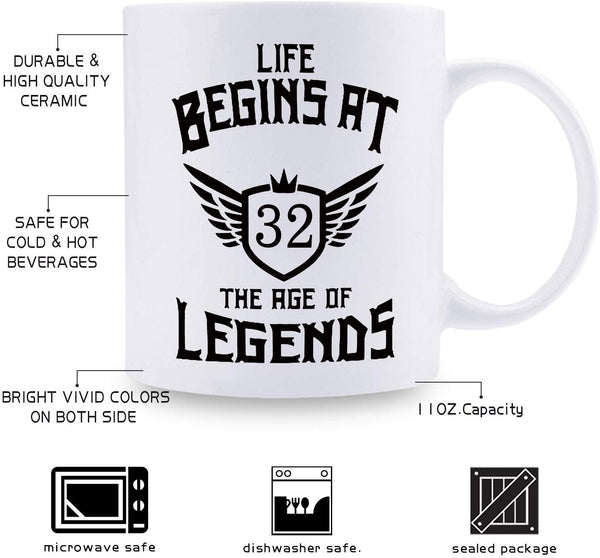 32nd Birthday Gifts for Women - 1987 Birthday Gifts for Women, 32 Years Old Birthday Gifts Coffee Mug for Mom, Wife, Friend, Sister, Her, Colleague, Coworker - 11oz
