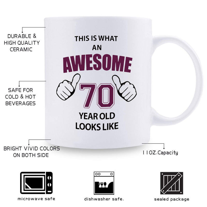 shefine 70th Birthday Gifts for Women - 1949 Birthday Gifts for Women, 70 Years Old Birthday Gifts Coffee Mug for Mom, Wife, Friend, Sister, Her, Colleague, Coworker - 11oz