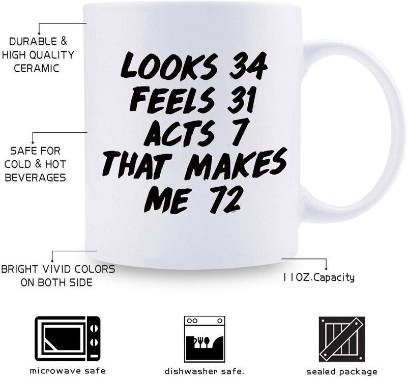72nd Birthday Gifts for Men - 1947 Birthday Gifts for Men, 72 Years Old Birthday Gifts Coffee Mug for Dad, Husband, Friend, Brother, Him, Colleague, Coworker - 11oz