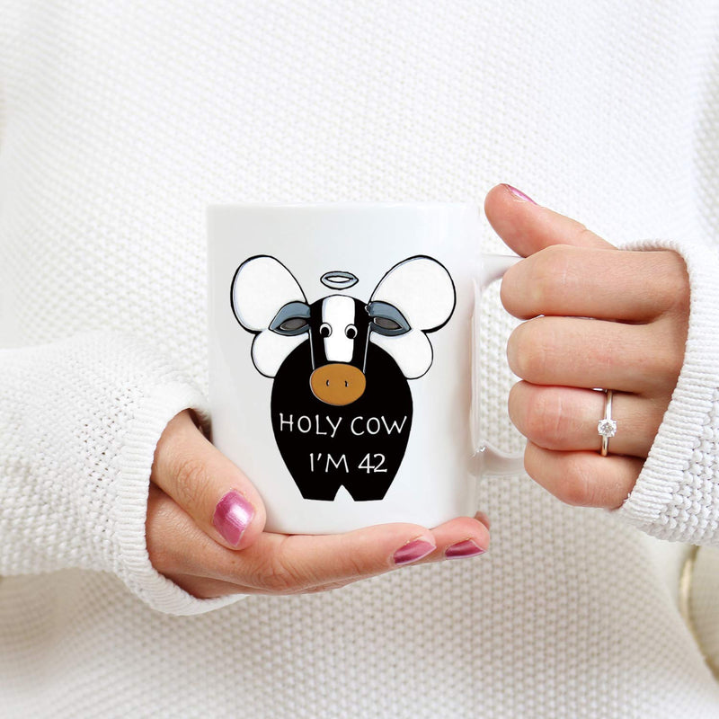 42nd Birthday Gifts for Women - 1977 Birthday Gifts for Women, 42 Years Old Birthday Gifts Coffee Mug for Mom, Wife, Friend, Sister, Her, Colleague, Coworker, HOLY COW MUG - 11oz