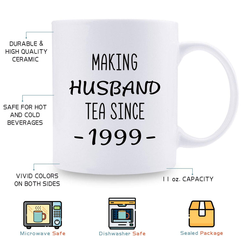 20th Anniversary Gifts - 20th Wedding Anniversary Gifts for Couple, 20 Year Anniversary Gifts 11oz Funny Coffee Mug for Husband, Hubby, Him, making husband tea